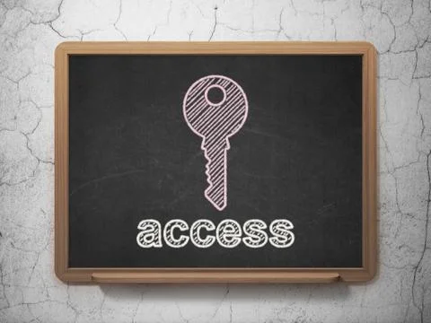 Protection concept: Key and Access on chalkboard background Stockillustratie