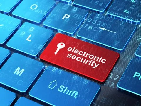 Protection concept: Key and Electronic Security on keyboard Stockillustratie