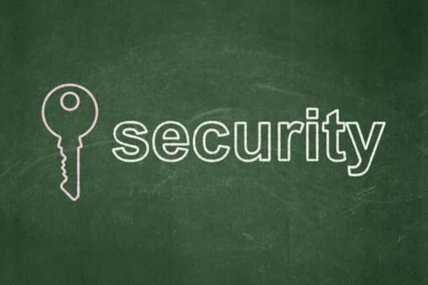 Protection concept: Key and Security on chalkboard background Stockillustratie