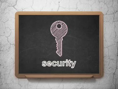 Protection concept: Key and Security on chalkboard background Stockillustratie