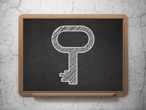 Protection concept: Key on chalkboard background Stockillustratie