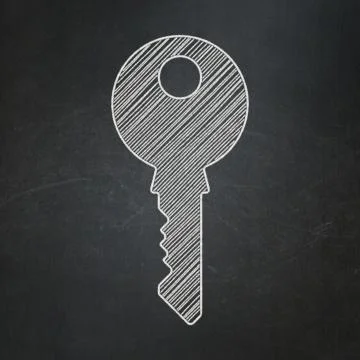 Protection concept: Key on chalkboard background Stockillustratie