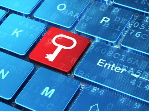 Protection concept: Key on computer keyboard background 스톡 일러스트