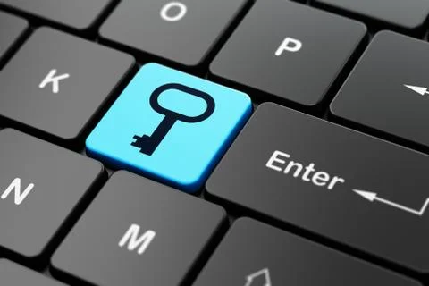 Protection concept: Key on computer keyboard background 스톡 일러스트