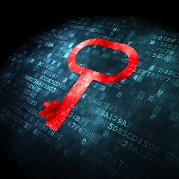 Protection concept: Key on digital background Stock Illustration