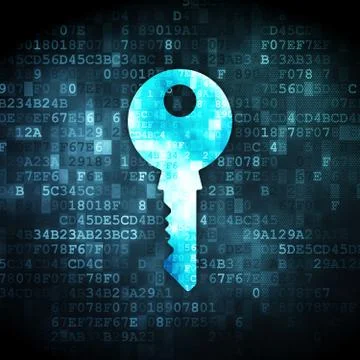 Protection concept: Key on digital background Stockillustratie