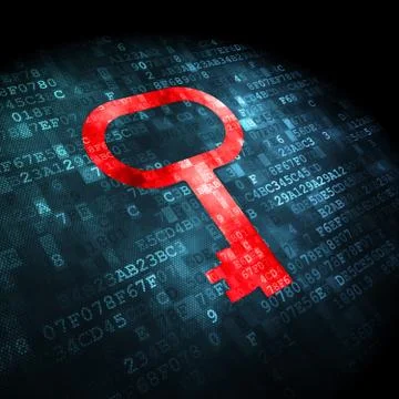 Protection concept: Key on digital background Stock Illustration