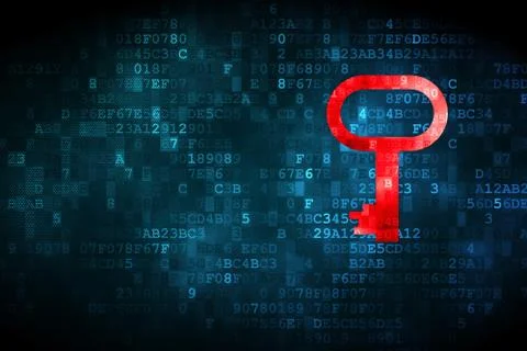 Protection concept: Key on digital background Stockillustratie