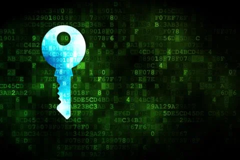 Protection concept: Key on digital background Stock Illustration