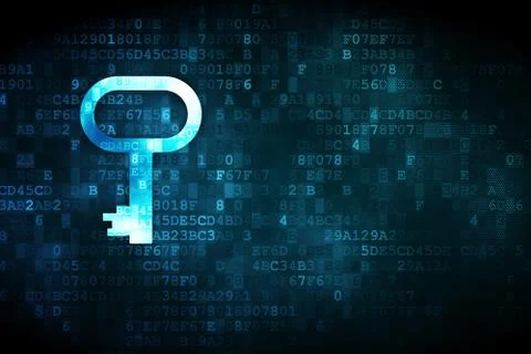 Protection concept: Key on digital background Stock Illustration