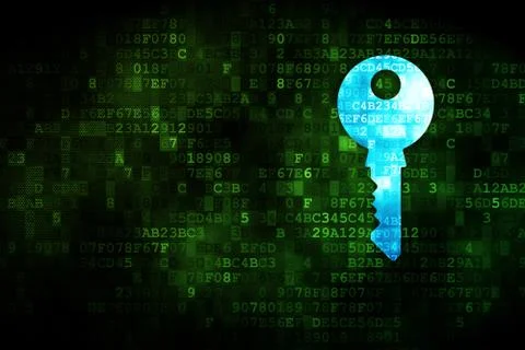 Protection concept: Key on digital background Stock Illustration