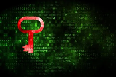 Protection concept: Key on digital background Stock Illustration