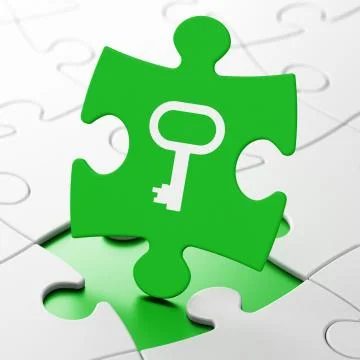 Protection concept: Key on puzzle background Stock Illustration