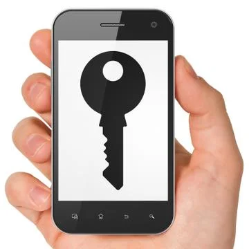 Protection concept: Key on smartphone Stockillustratie