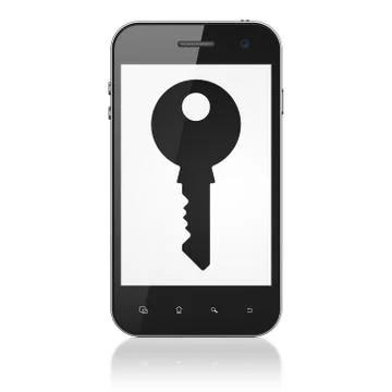 Protection concept: Key on smartphone Stock Illustration