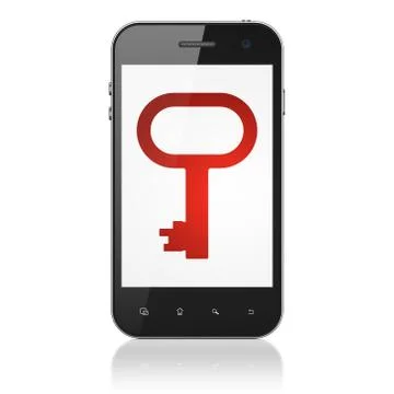 Protection concept: Key on smartphone Stockillustratie