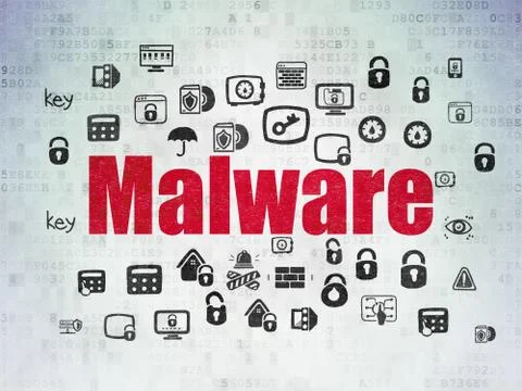 Protection concept: Malware on Digital Data Paper background Stock Illustration
