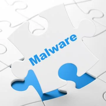 Protection concept: Malware on puzzle background Stock Illustration
