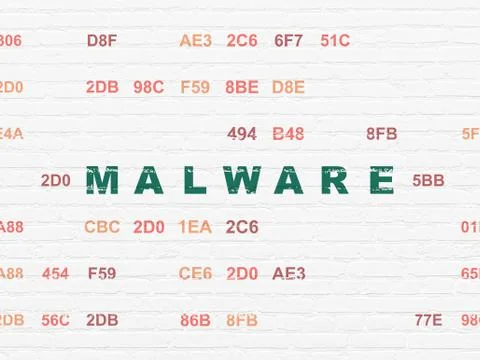 Protection concept: Malware on wall background Stock Illustration