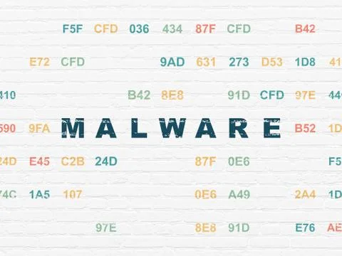Protection concept: Malware on wall background Stock Illustration