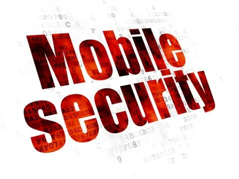 Protection concept: Mobile Security on Digital background 스톡 일러스트