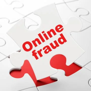 Protection concept: Online Fraud on puzzle background Stock Illustration
