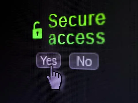 Protection concept: Opened Padlock icon and Secure Access on digital computer イラスト素材