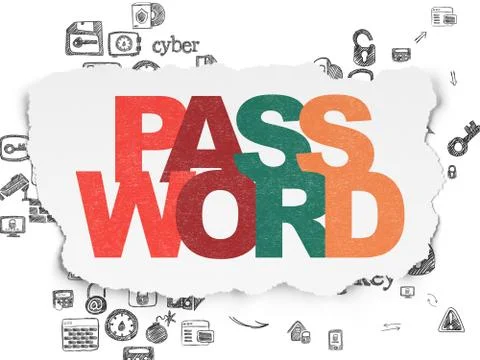 Protection concept: Password on Torn Paper background Stock Illustration