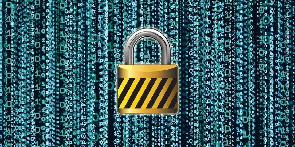 Protection concept Protect computer system information Abstract binary key co Stock Illustration