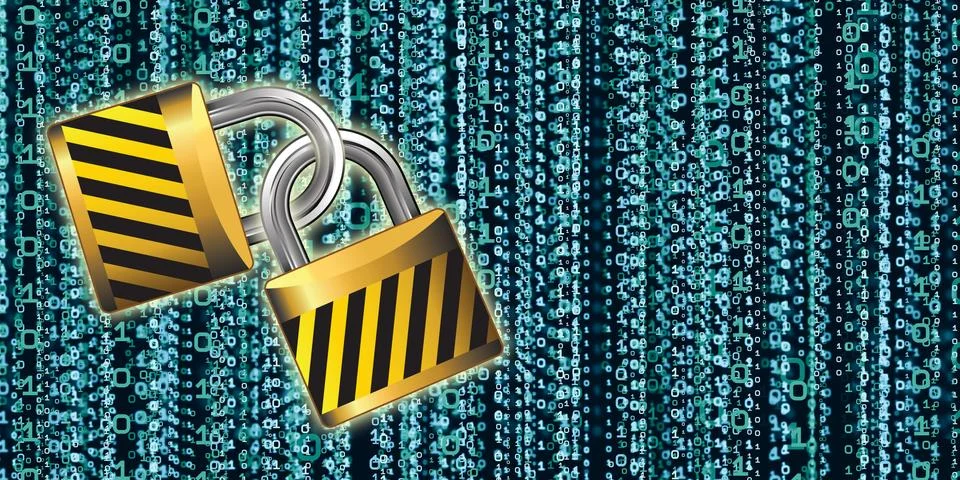 Protection concept Protect computer system information Abstract binary key co Stock Illustration