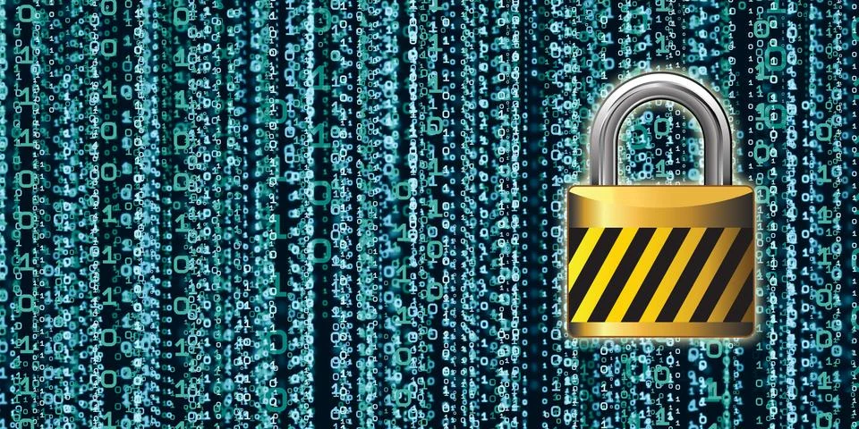 Protection concept Protect computer system information Abstract binary key co Stock Illustration