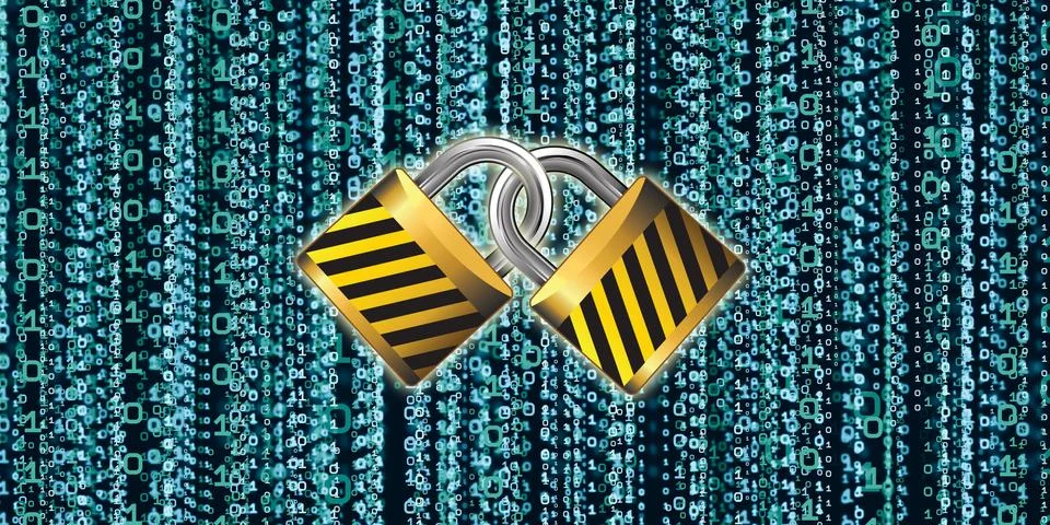 Protection concept Protect computer system information Abstract binary key co Stock Illustration