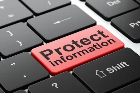 Protection concept: Protect Information on computer keyboard background Illustrazione stock
