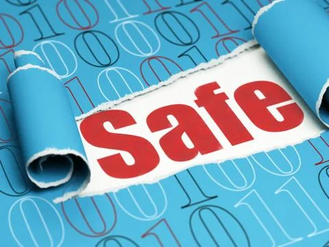 Protection concept: red text Safe under the piece of  torn paper Illustrazione stock