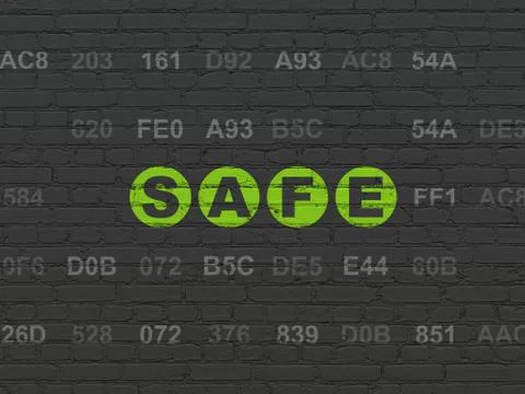 Protection concept: Safe on wall background 库存插图