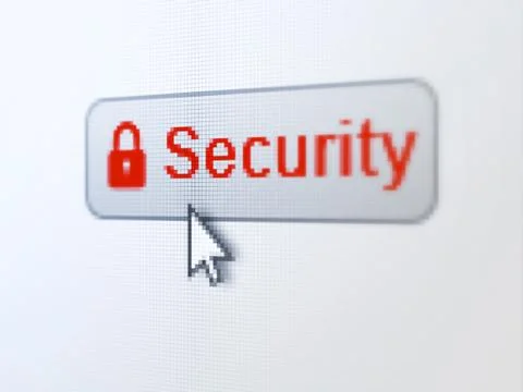 Protection concept: Security and Closed Padlock on digital button background Stock Illustration