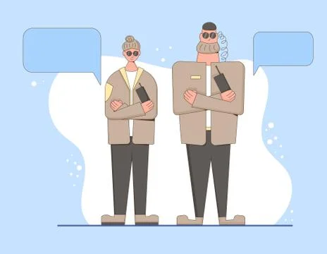 Protection concept. Security guards standing together. Vector male and female 스톡 일러스트
