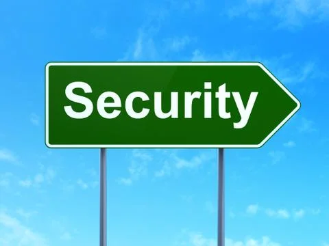 Protection concept: Security on road sign background 库存插图