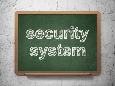 Protection concept: Security System on chalkboard background Illustrazione stock