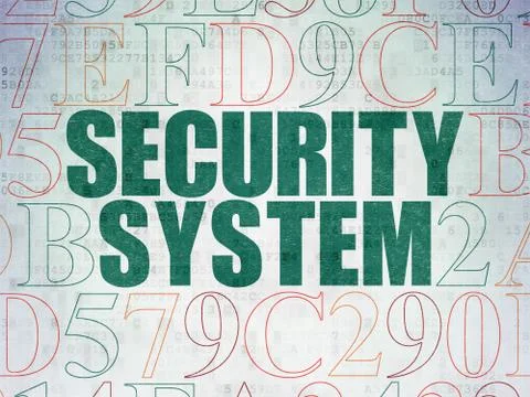 Protection concept: Security System on Digital Data Paper background Illustrazione stock