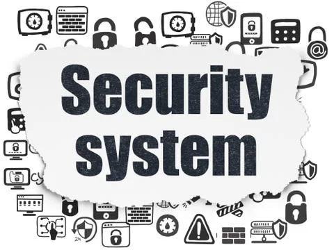 Protection concept: Security System on Torn Paper background Stock Illustration