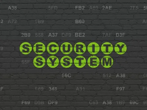 Protection concept: Security System on wall background Illustrazione stock