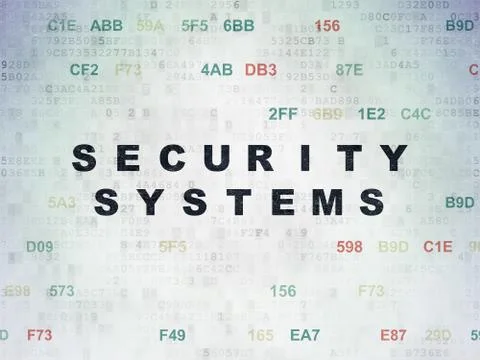 Protection concept: Security Systems on Digital Data Paper background Illustrazione stock