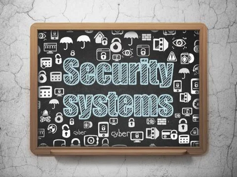 Protection concept: Security Systems on School board background Stock Illustration