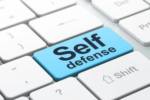 Protection concept: Self Defense on computer keyboard background イラスト素材