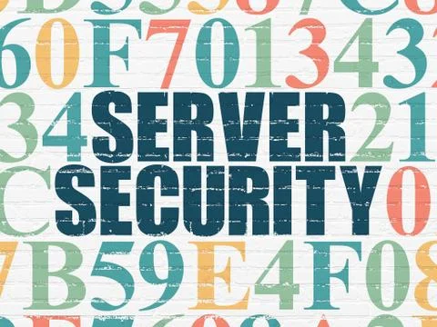 Protection concept: Server Security on wall background Illustrazione stock