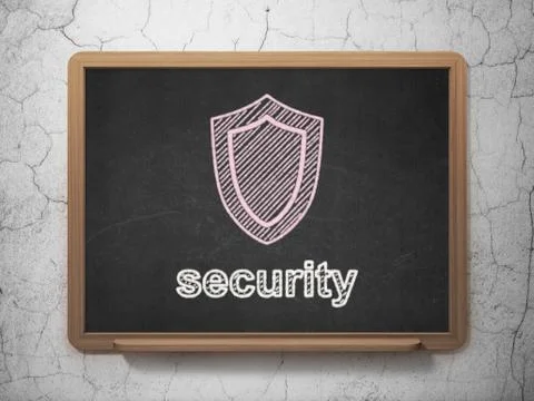 Protection concept: Shield and Security on chalkboard background Illustrazione stock