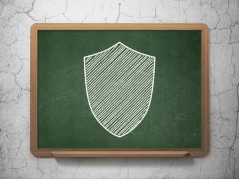 Protection concept: Shield on chalkboard background Illustrazione stock