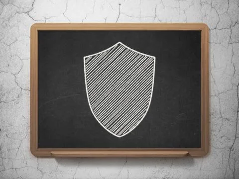 Protection concept: Shield on chalkboard background Stock Illustration