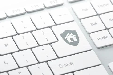Protection concept: Shield on computer keyboard background Stock Illustration